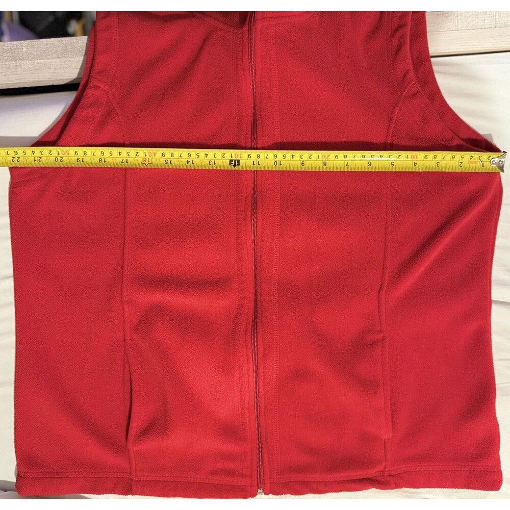 Laura Scott Women Fleece Vest Full Zip Pockets Sleeveless Red Womens XL Cozy EUC - Picture 14 of 16